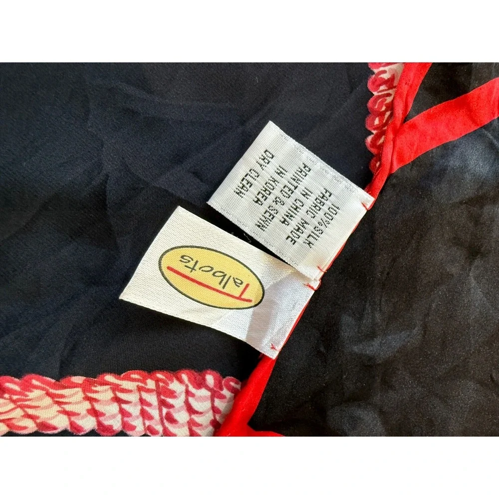 Talbots Silk Rectangle Scarf Large Plaid Black Red and Green Head Scarf 56